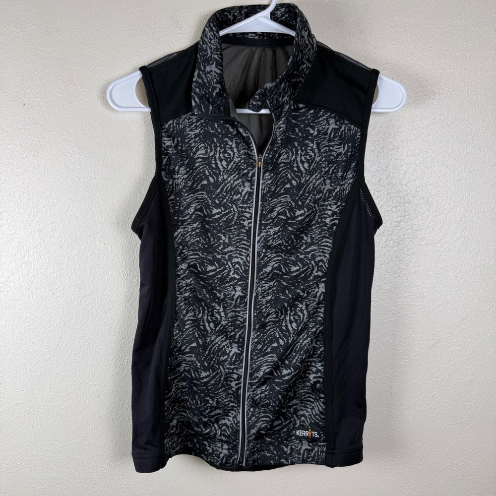 Kerrits Womens Black Grey Abstract Print Mesh Back Full Zip Equestrian‎ Vest M